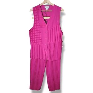 Vintage 80s Sunny Sport Hot Pink Vest & Pant Set Preppy Grannycore 10 NWT
